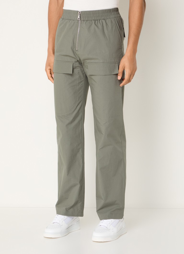 Cole Buxton - Straight fit cargobroek met steekzakken  - Khaki