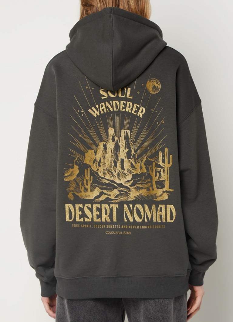 Colourful Rebel - Desert Nomad oversized hoodie met metallic backprint - Antraciet