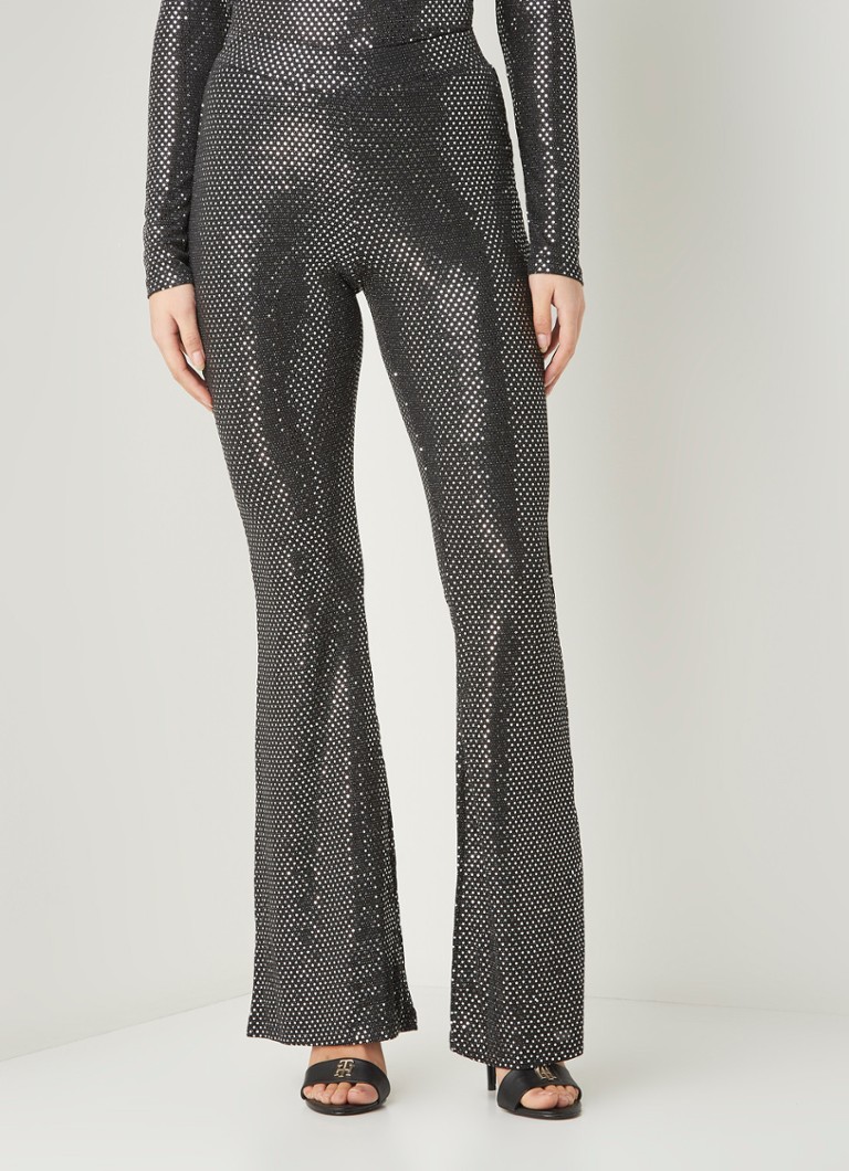 Colourful Rebel High Waist Flared Fit Broek Met Pailletten Zwart De Bijenkorf