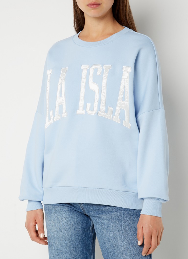 Bloeien Sterkte Naar behoren Colourful Rebel La Isla sweater in biologisch katoenblend met borduring •  Lichtblauw • de Bijenkorf