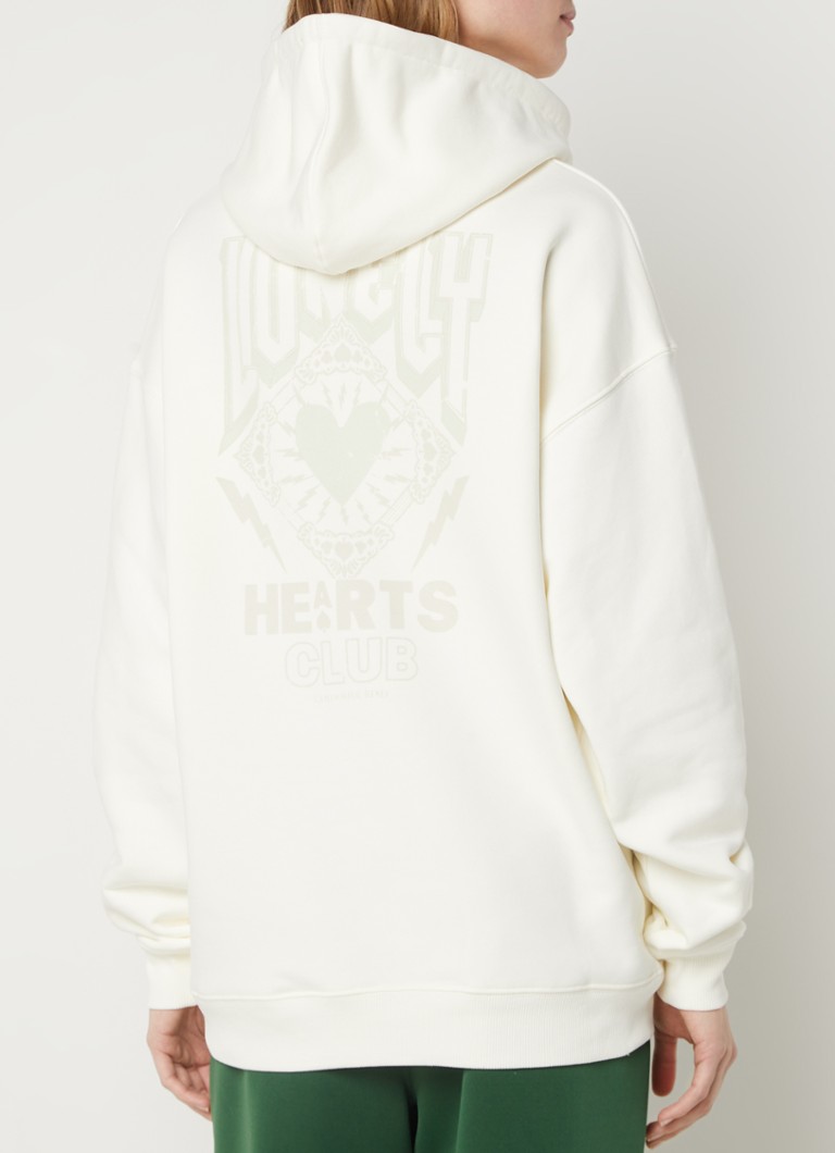 Colourful Rebel - Lonely Hearts oversized hoodie in biologische katoenblend - Gebroken wit