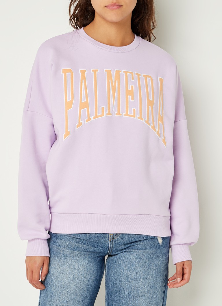 Colourful Rebel - Palmeira sweater in biologische katoenblend met borduring - Lila