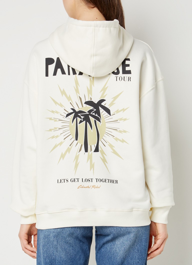 Colourful Rebel - Paradise Tour oversized hoodie in biologische katoenblend met backprint - Gebroken wit
