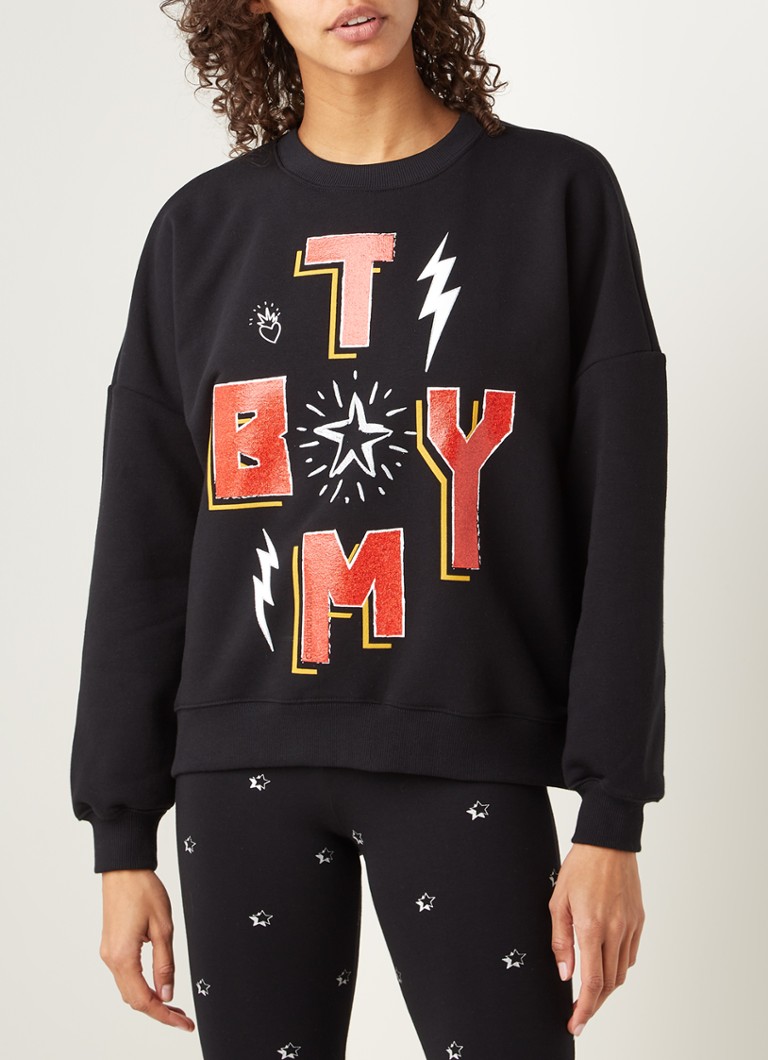 Colourful Rebel - TMBY sweater met frontprint - Zwart