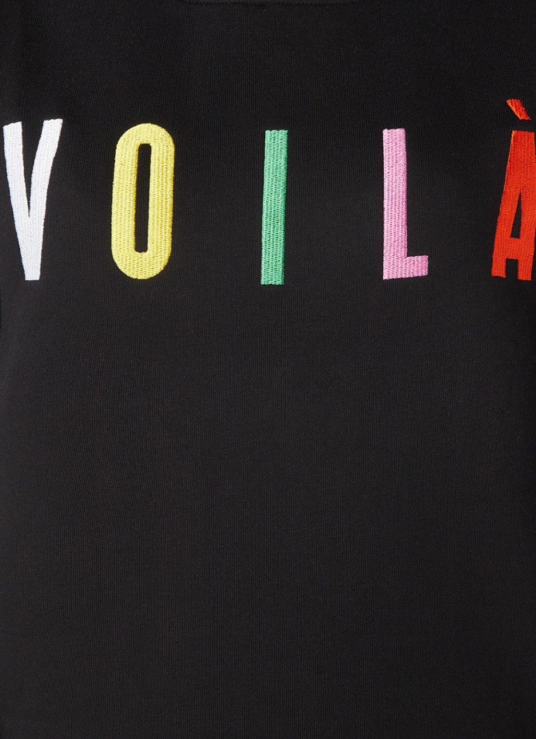Schandalig tentoonstelling Een deel Colourful Rebel Voila sweater met tekstborduring • Zwart • de Bijenkorf