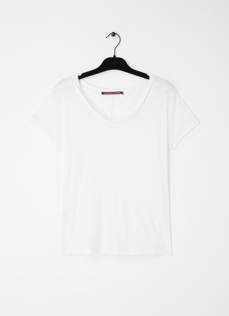 Comptoir des Cotonniers - Vintage semi-transparant T-shirt met structuur - maat S - Wit