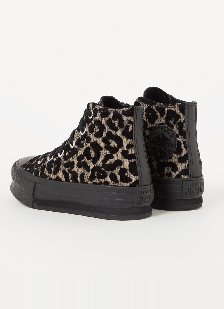 Converse Eva Lift Hi sneaker van canvas met panterprint