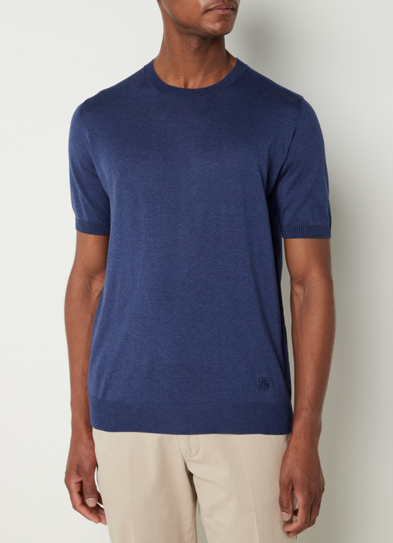 Corneliani - Fijngebreid T-shirt in zijdeblend - Royalblauw