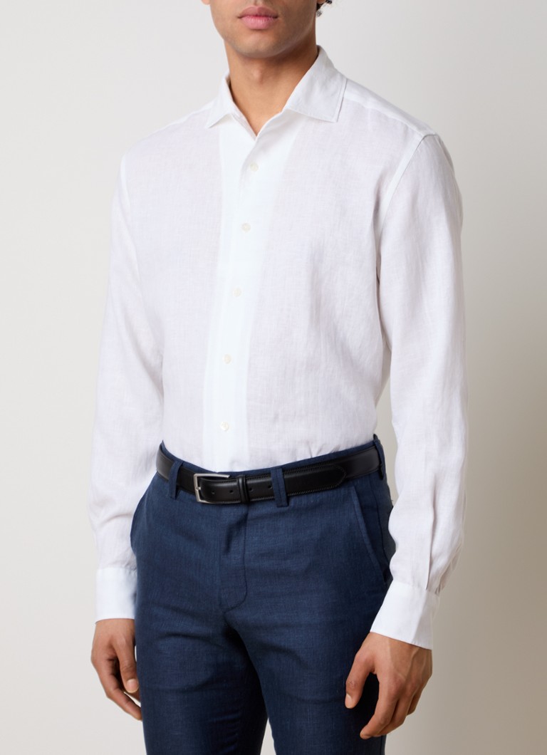Corneliani - Slim fit overhemd van linnen - Gebroken wit