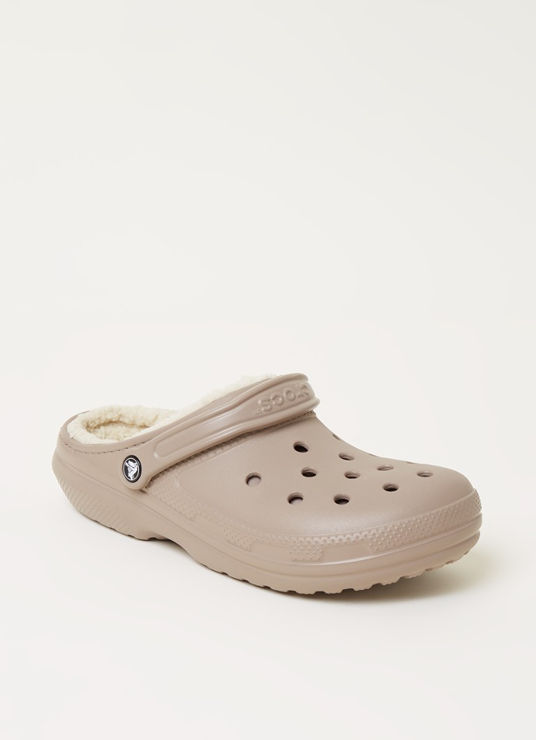 Crocs Classic Lined instapper met imitatiebont • Beige • de Bijenkorf