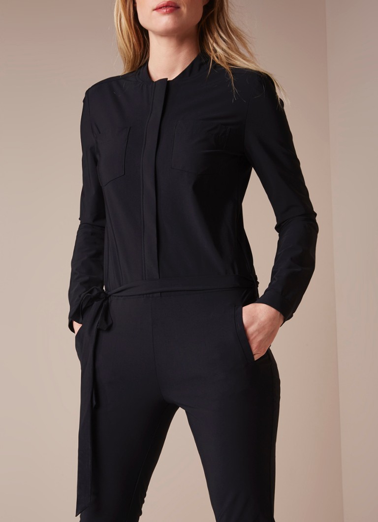 CVRD - Eve jumpsuit met borstzak en strikceintuur - Zwart