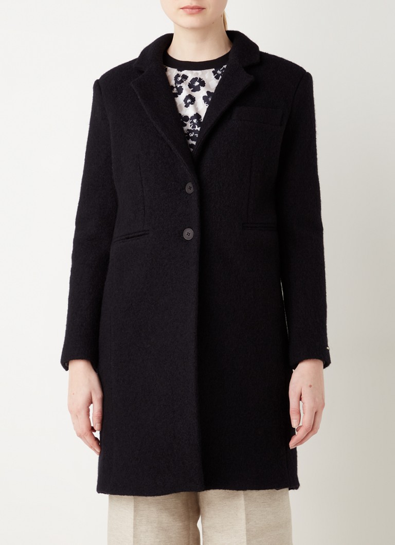 CVRD - Sade mantel van wol met paspelzakken  - Zwart