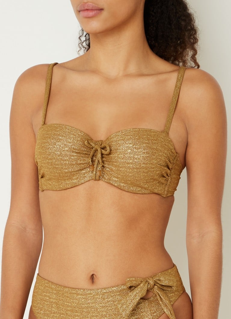Cyell - Voorgevormde bandeau bikinitop met lurex - Goud