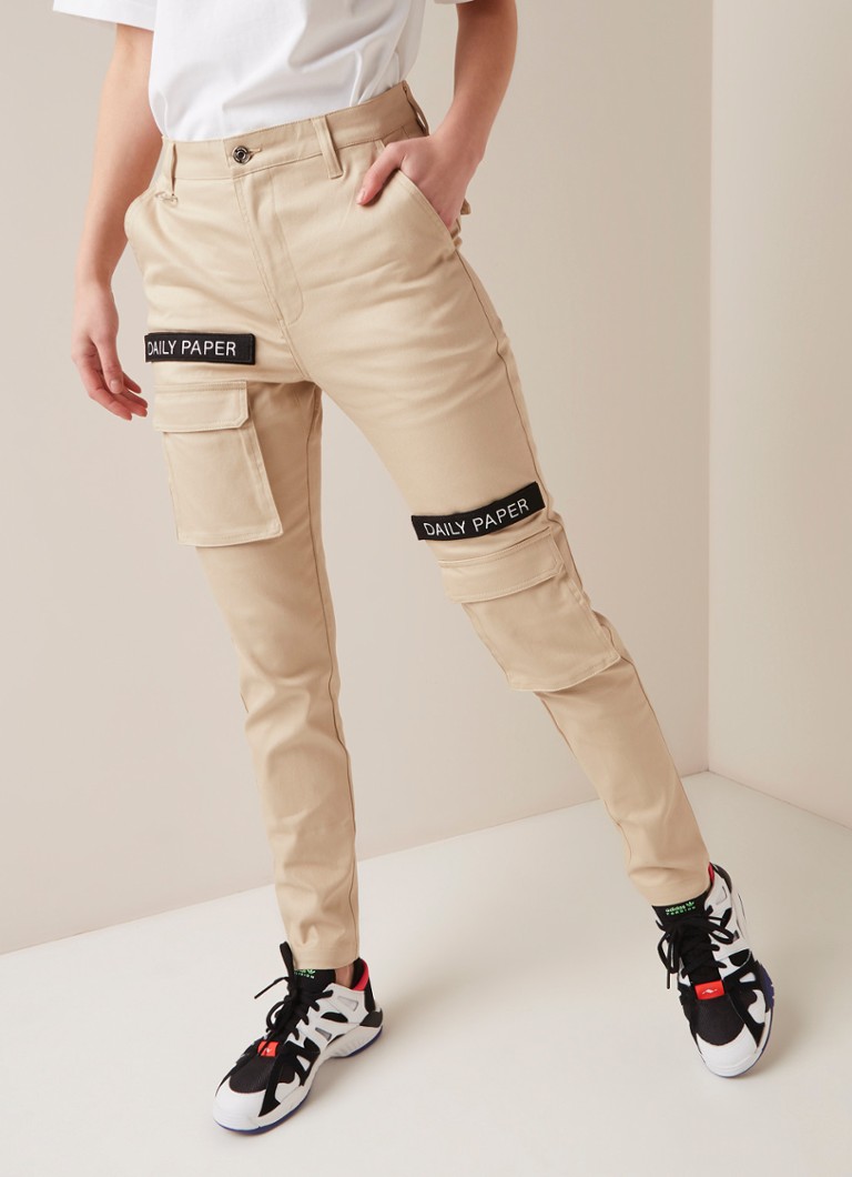 Daily Paper Daily Paper High waist tapered fit cargobroek met logotape