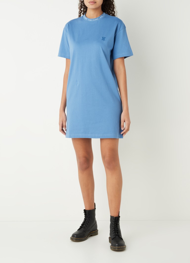 Daily Paper Erib mini T-shirt jurk met logoborduring Staalblauw • de Bijenkorf