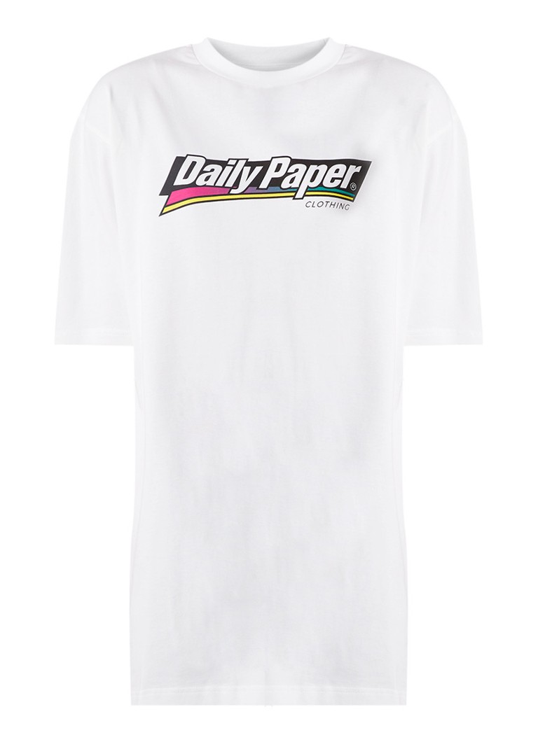 Daily Paper Foxt Longline T Shirt Met Print Op De Rug Wit De