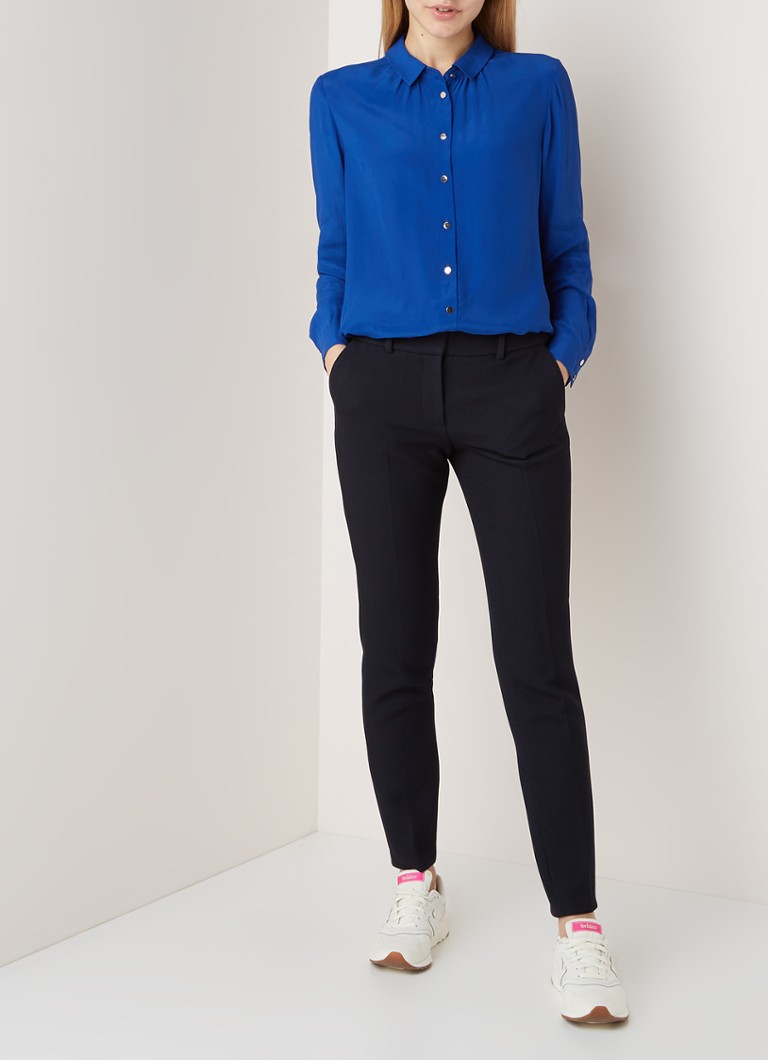 Damsel in a Donelle blouse van zijde contrastknopen • Kobaltblauw • de Bijenkorf