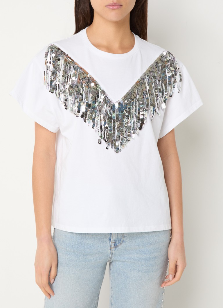 Dante 6 - Kyro T-shirt met pailletten - Wit