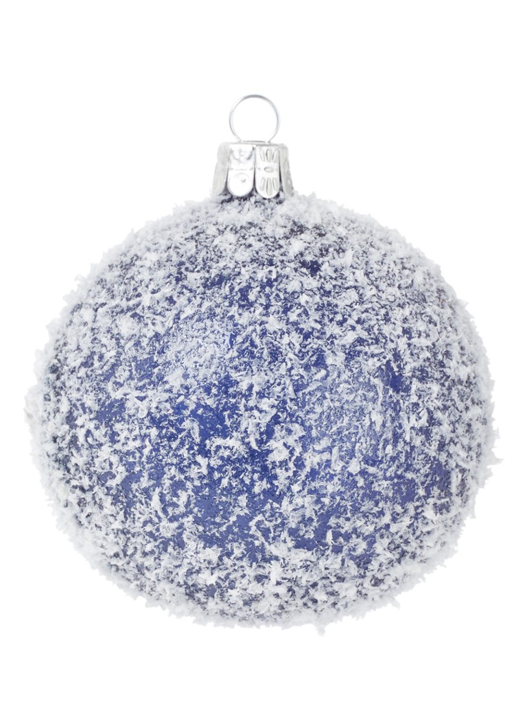 de Bijenkorf - Sneeuw kerstbal 8 cm - Donkerblauw