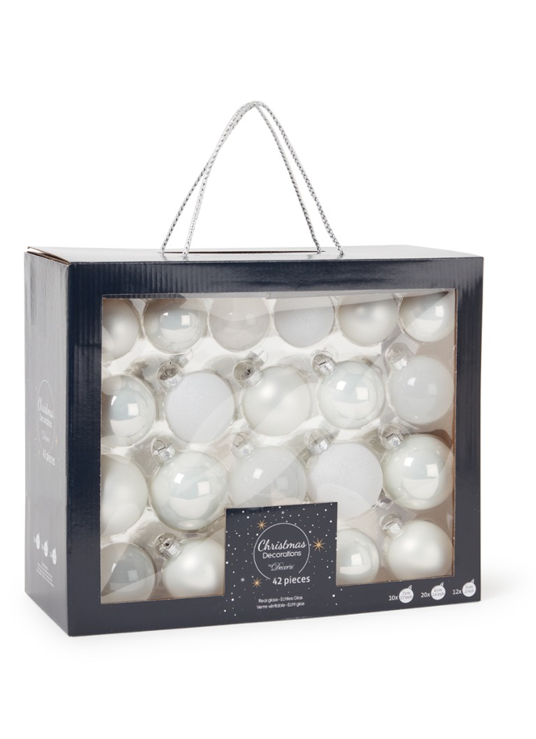 Decoris Christmas Decorations kerstballen set van 42 • Wit • de Bijenkorf