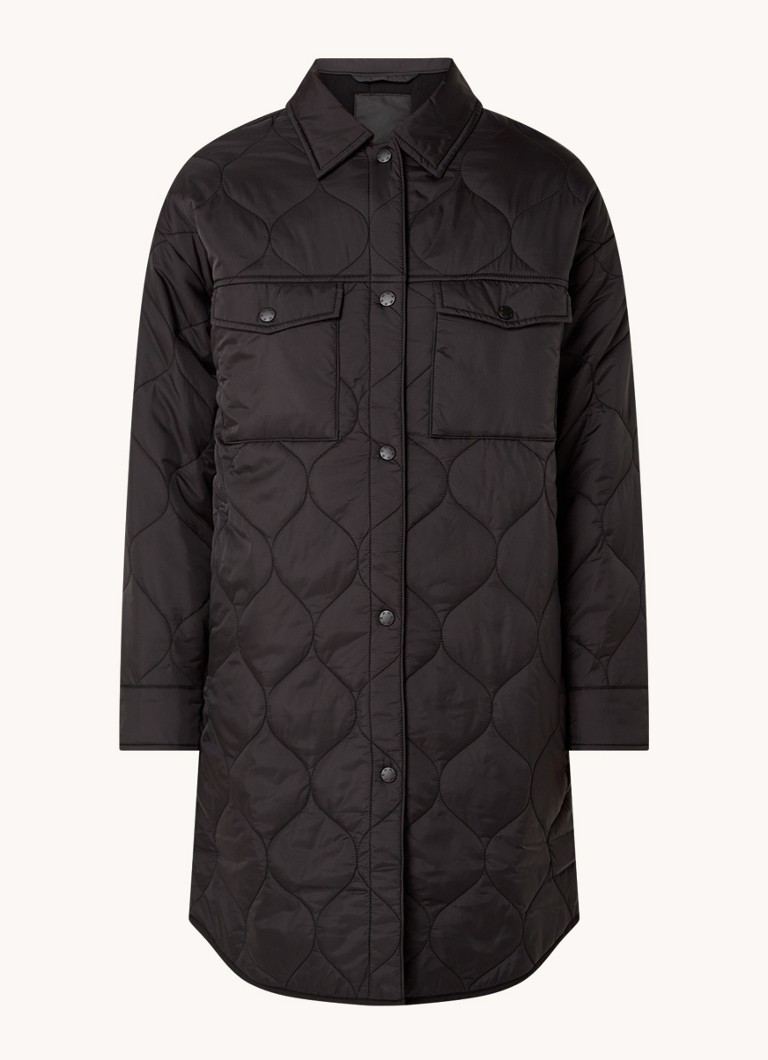 Denham Gewatteerde jas met quilt patroon • Zwart • de
