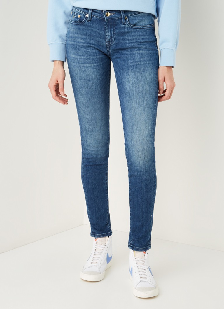 Denham Sharp low waist skinny fit cropped jeans met medium wassing ...