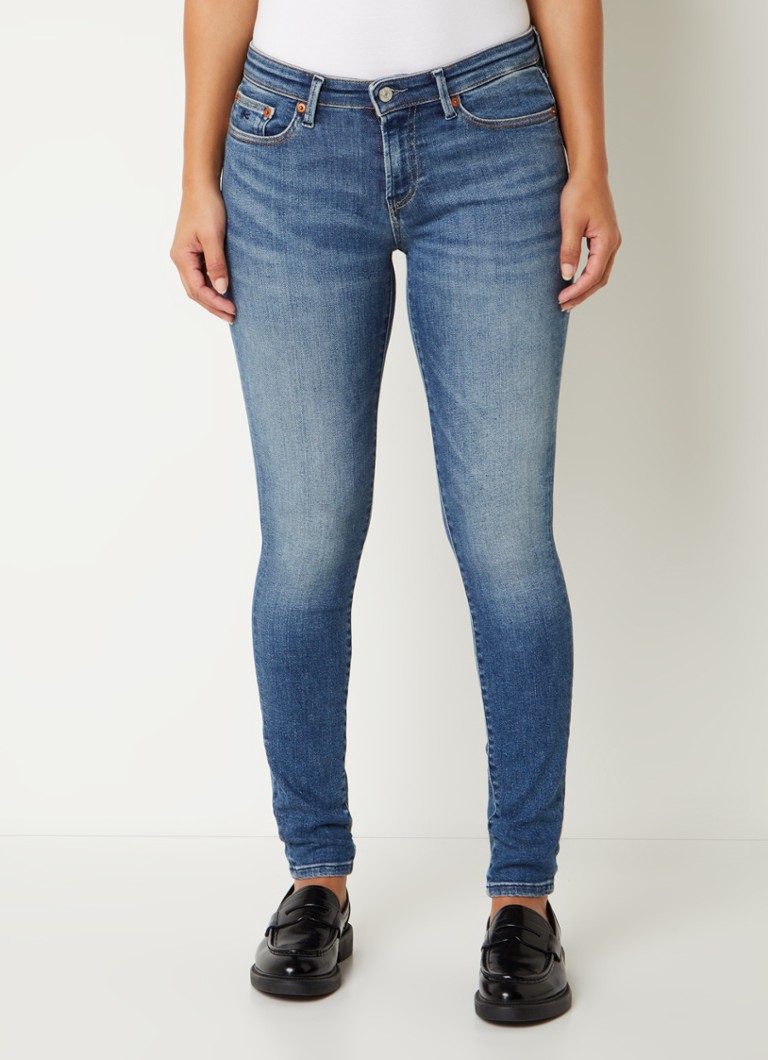Denham Spray low waist skinny jeans met medium wassing • Indigo • de