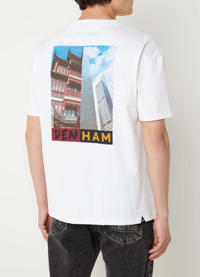 Denham T-shirt met logo- en backprint • Wit • de Bijenkorf
