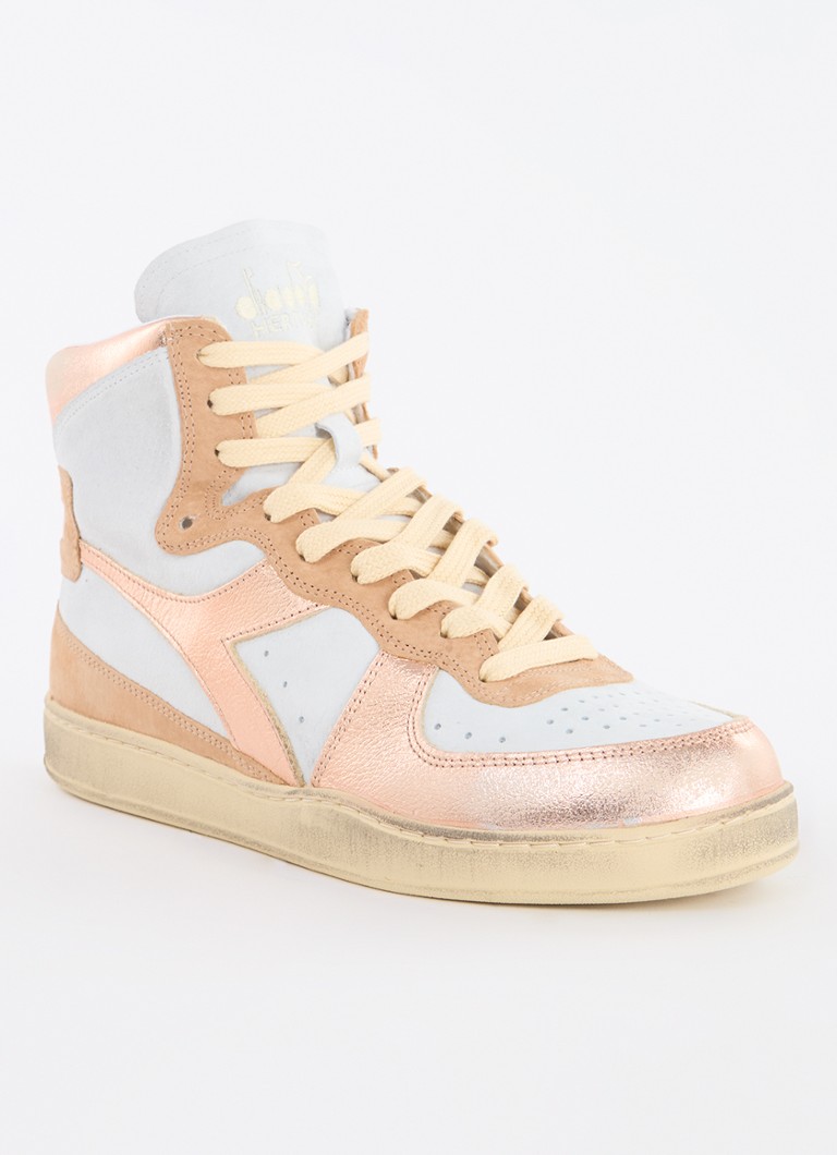 Diadora - Mi Basket sneaker van leer met metallic finish - Roségoud