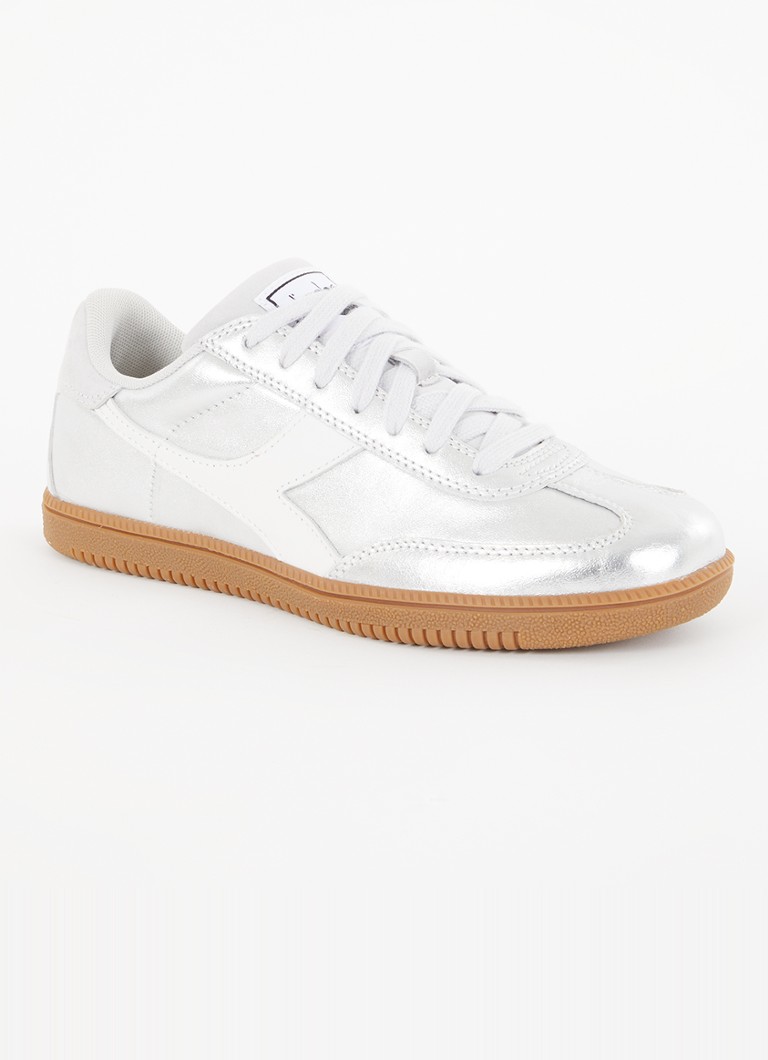 Diadora - Trainer sneaker van leer met metallic finish - Zilver