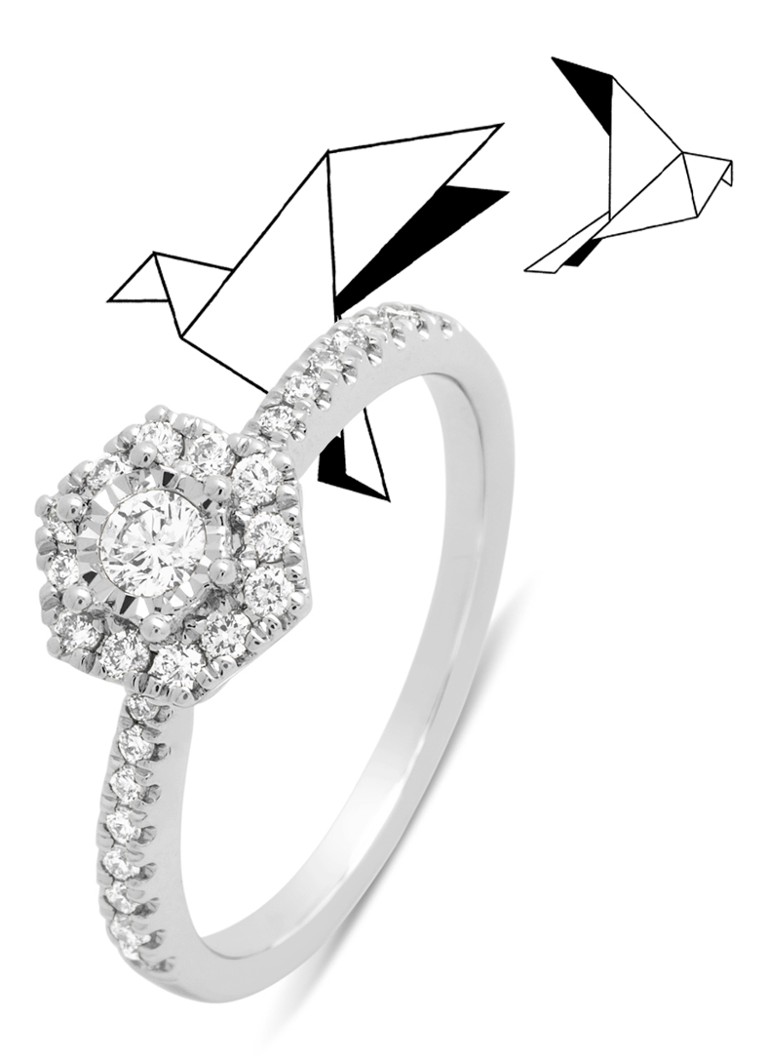 driehoek pakket Andes Diamond Point Beehive limited edition ring van 14k witgoud met briljant  geslepen diamanten • Witgoud • de Bijenkorf