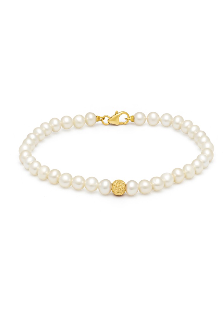 Diamond Point - Geelgouden armband Rivièra - Wit