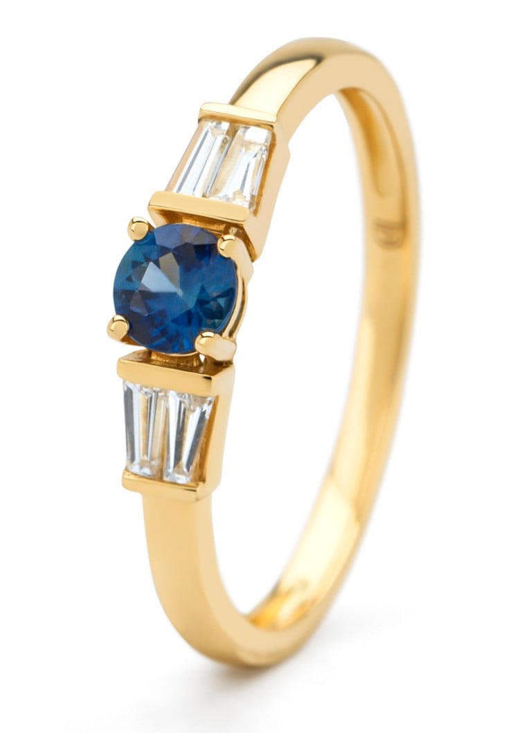 Diamond Point - Geelgouden ring, 0.30 ct blauwe saffier, Eden - Geelgoud