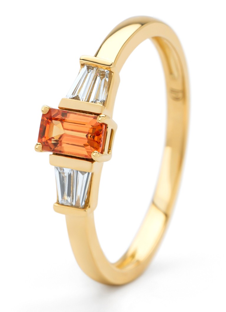 Diamond Point - Geelgouden ring, 0.37 ct oranje saffier, Eden - Geelgoud