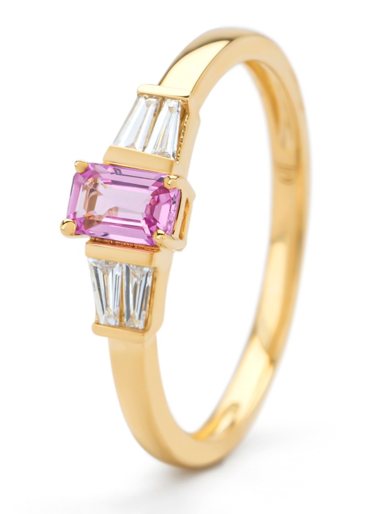Diamond Point - Geelgouden ring, 0.37 ct roze saffier, Eden - Geelgoud