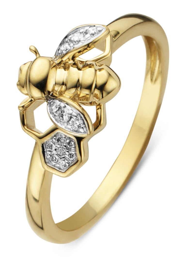 Diamond Point - Gouden ring 0.06 ct diamant Queen Bee - Goud