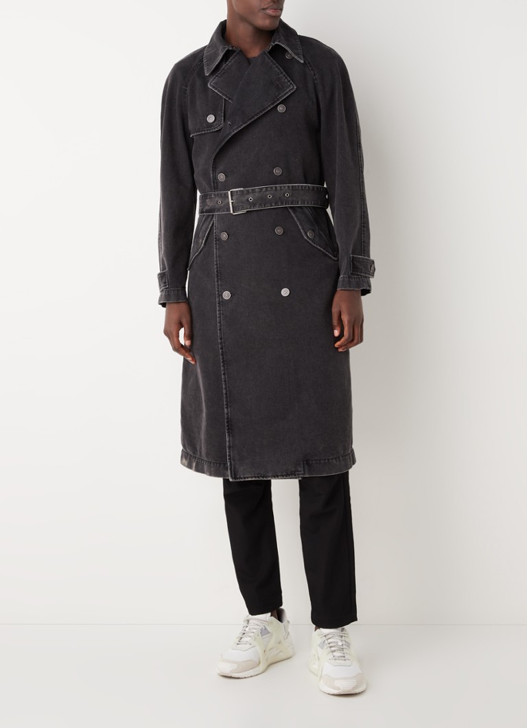 Diesel DDelirious doublebreasted trenchcoat van denim • Zwart • de