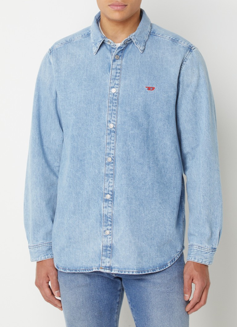 Diesel - D-Simply overshirt van denim met logoborduring - Lichtblauw