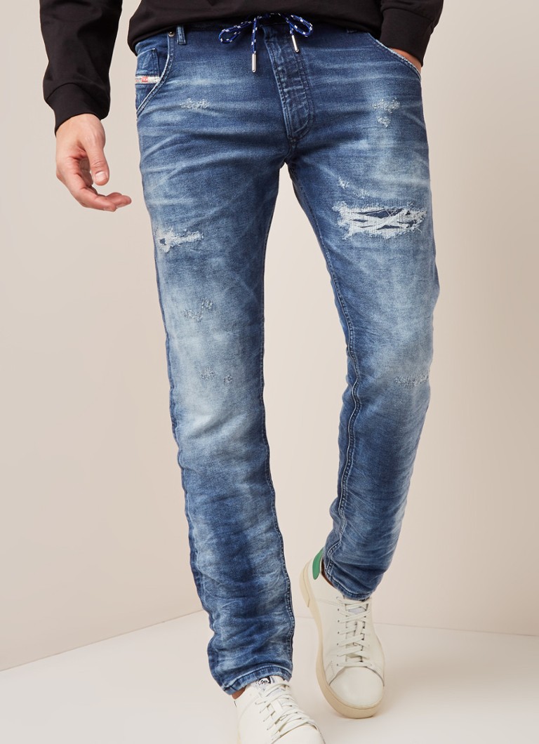 Diesel Krooley X Ne Jogg Jeans Met Ripped Details Indigo De Bijenkorf