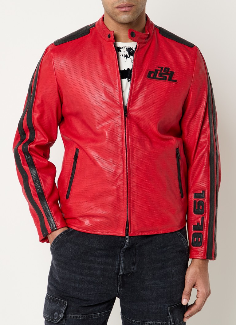 Diesel - L-Pop jack van geitenleer met ritszakken - Rood