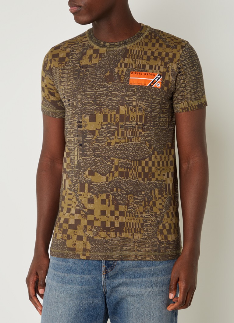 Diesel T-Diegor-G1 T-shirt met print • Bronsgroen • de Bijenkorf