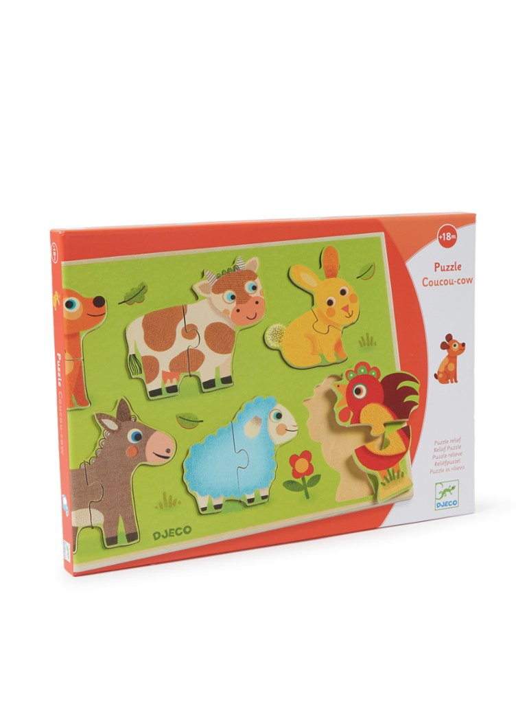Djeco - Coucou-cow duo-puzzel/vormenpuzzel 12 stukjes - Multicolor