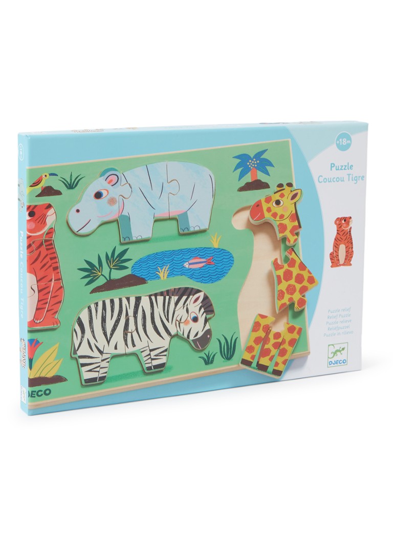 Djeco - Coucou Tigre vormenpuzzel 12 stukjes - Multicolor