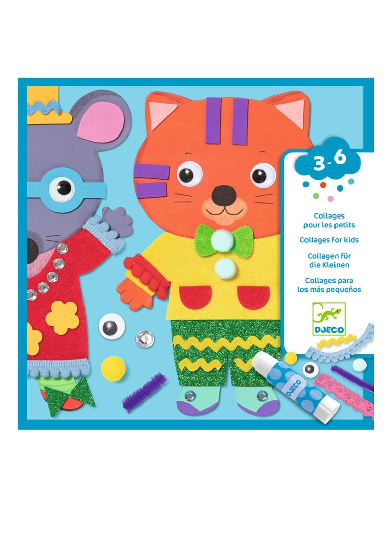 Djeco - Schattige Dieren Collages knutselset - Multicolor
