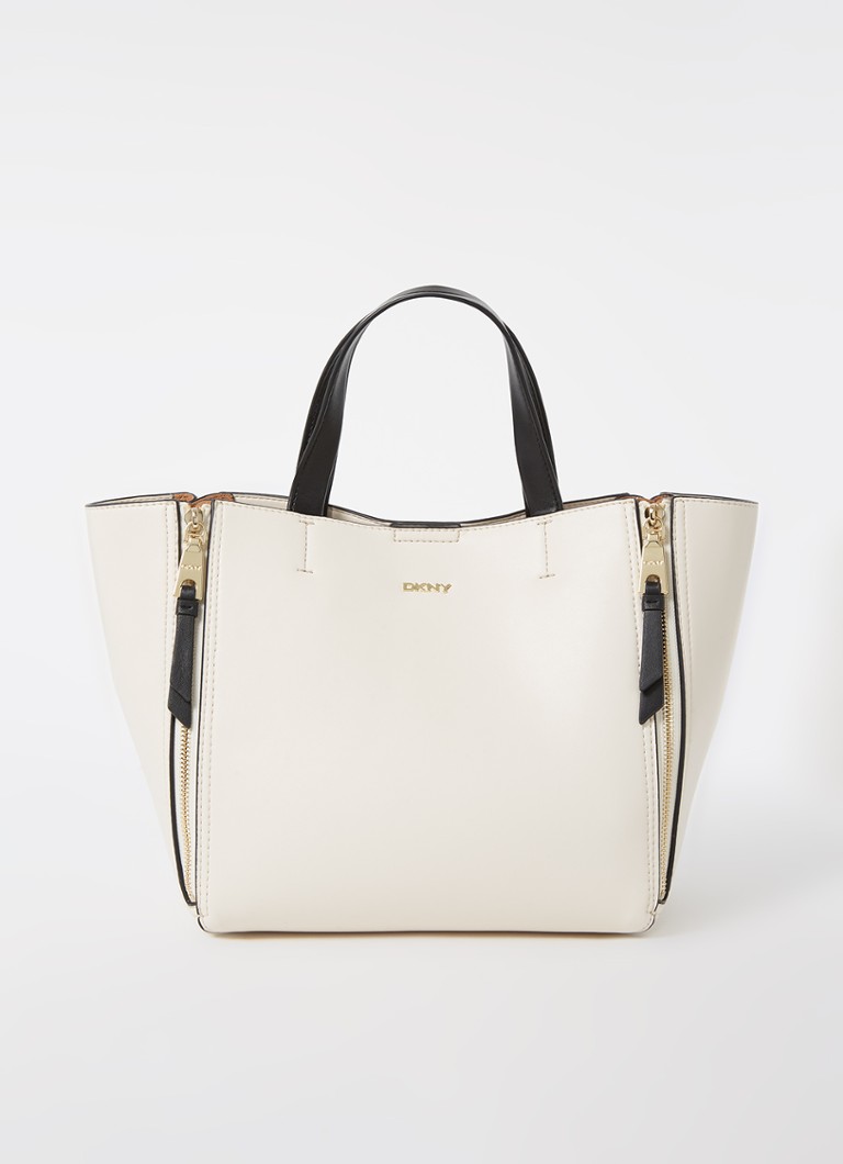 DKNY Zoey handtas van leer met ritsdetail • Creme • de Bijenkorf