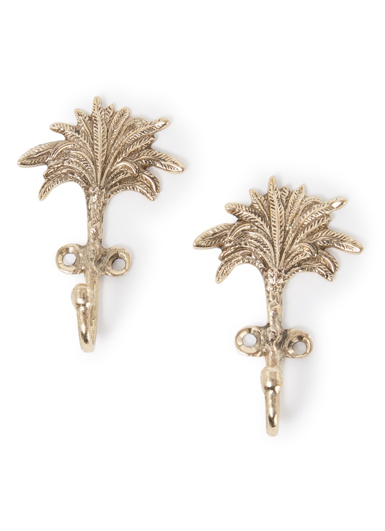 Doing Goods - Marlin Palm wandhaak 7,5 cm set van 2 - Goud