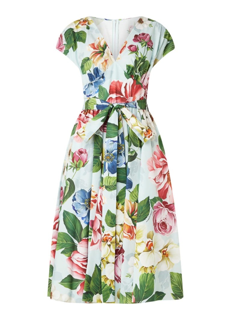 Ongedaan maken Herinnering Stun Dolce & Gabbana Midi jurk met bloemenprint en strikceintuur • Multicolor •  de Bijenkorf