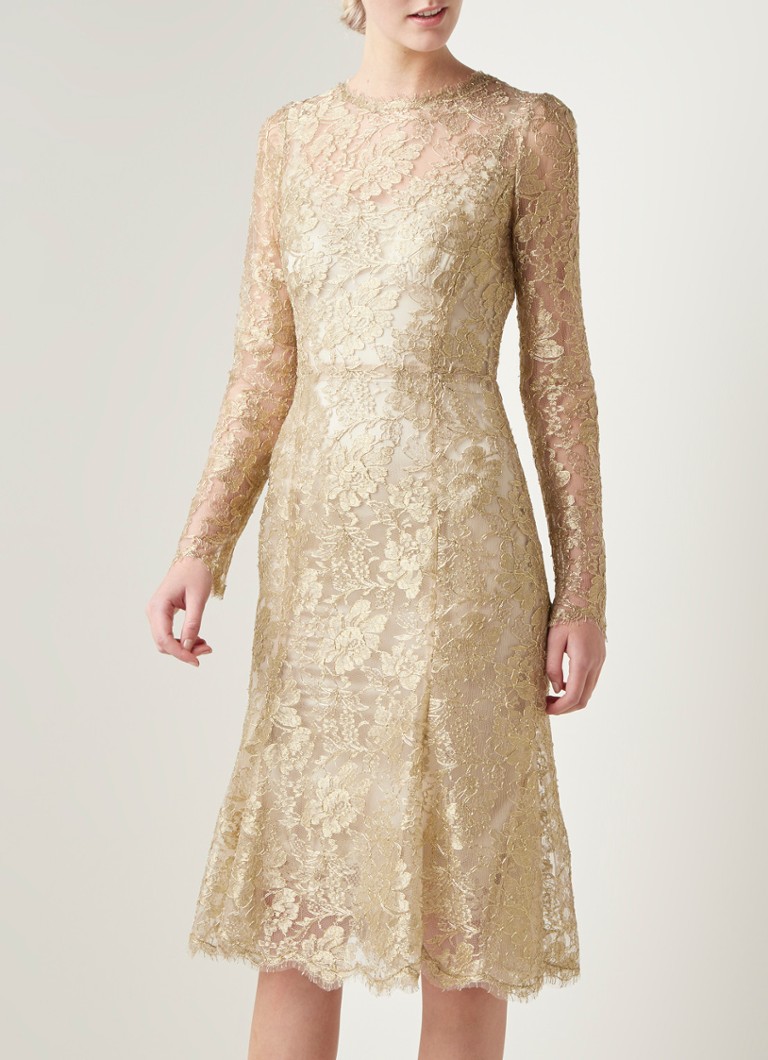 Betere Dolce & Gabbana Midi-jurk van tule met jacquarddessin • Goud • de FO-18