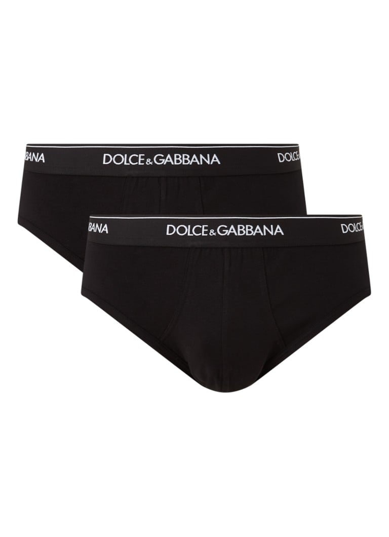 Dolce & Gabbana - Slip met logoband in 2-pack - Zwart