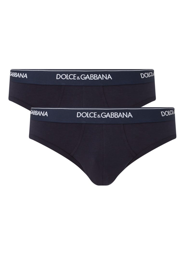Dolce & Gabbana - Slip met logoband in 2-pack - Donkerblauw
